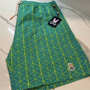 Psycho Bunny NWT men's swim‎ trunks size xxl dylan swim shorts lime/turquoise